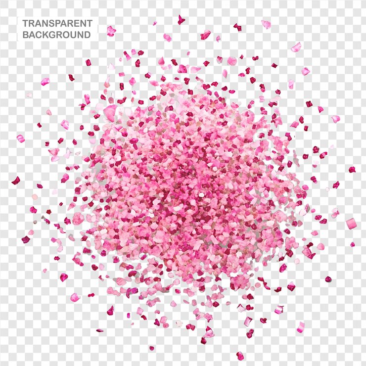 Explosión de confeti rosado aislado en un fondo transparente