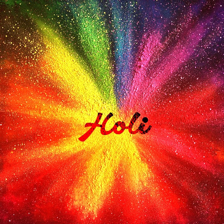 PSD une explosion de couleurs avec un fond d'holi heureux