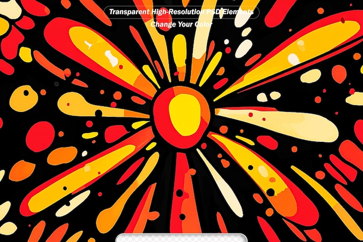 PSD explosión de estrellas con chispas efecto de luz brillante ilustración vectorial sobre fondo negro