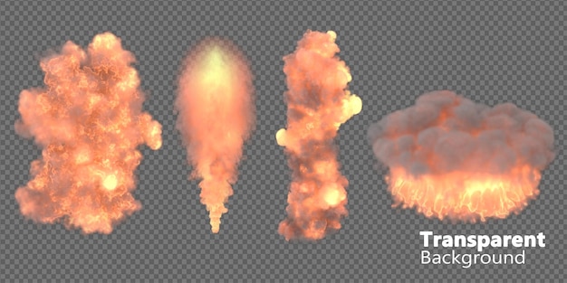 explosion de flamme brûlante sur fond transparent