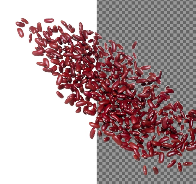 Explosión de frijoles rojos volando frijoles de grano rojo explotan mosca de nube abstracta hermosa semilla completa de frijol salpicado en el aire diseño de objeto de alimento enfoque selectivo congelación disparado fondo blanco aislado
