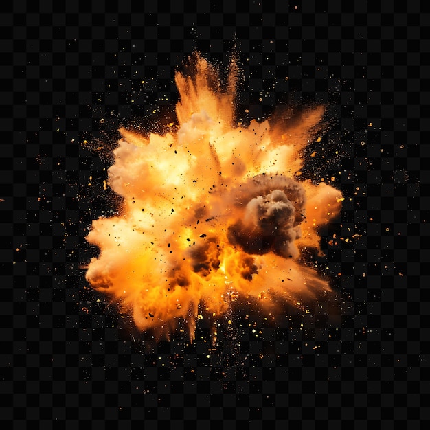 PSD una explosión de fuego con chispas y un fondo negro