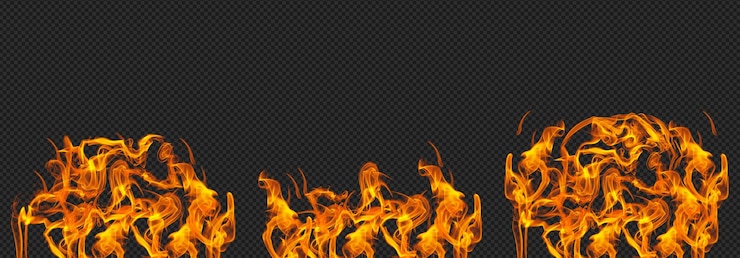 PSD explosión de fuego sobre fondo transparente