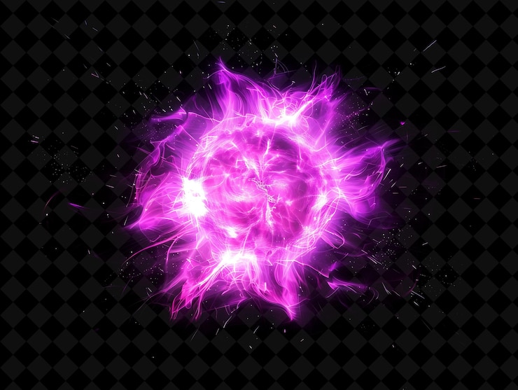 PSD explosión de fusión nuclear con confinamiento magnético de plasma un efecto de neón png en fondo oscuro