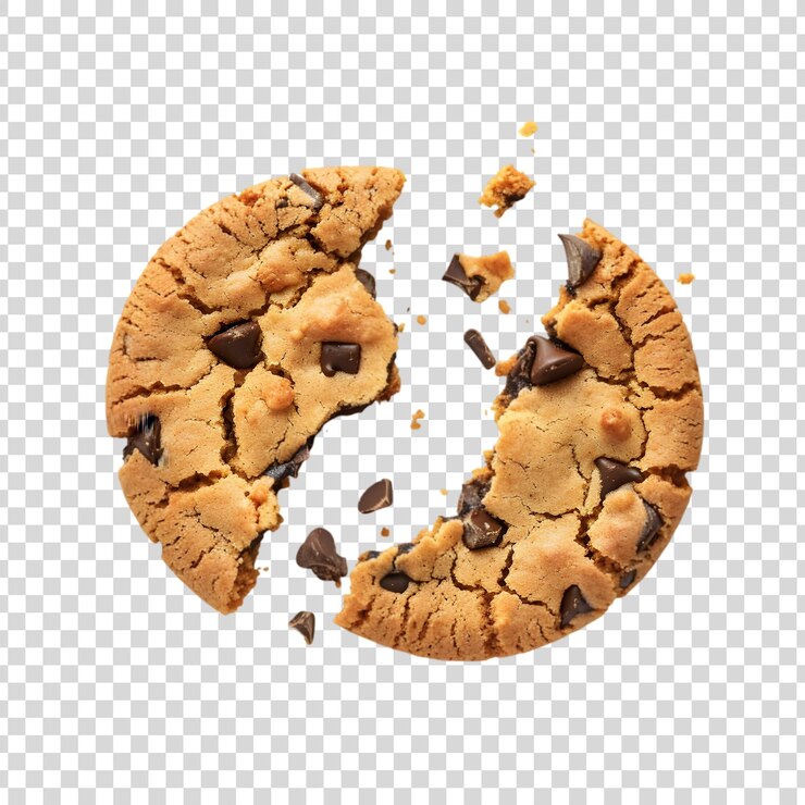 PSD explosión de galleta de chocolate aislada en un fondo transparente