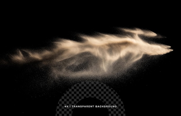 Explosión de humo y arena en un fondo transparente