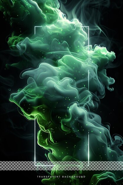 PSD explosión de humo verde en 3d con fondo negro