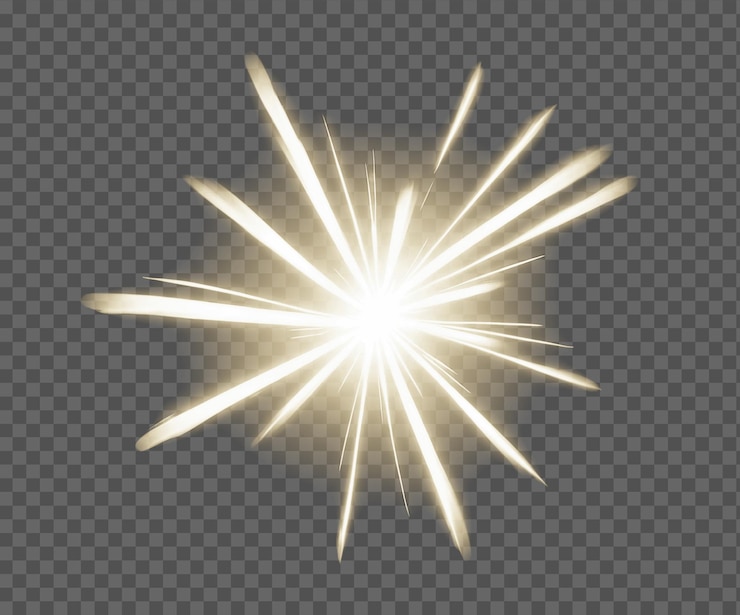 PSD une explosion de lumière brillante avec des rayons brillants sur un fond transparent