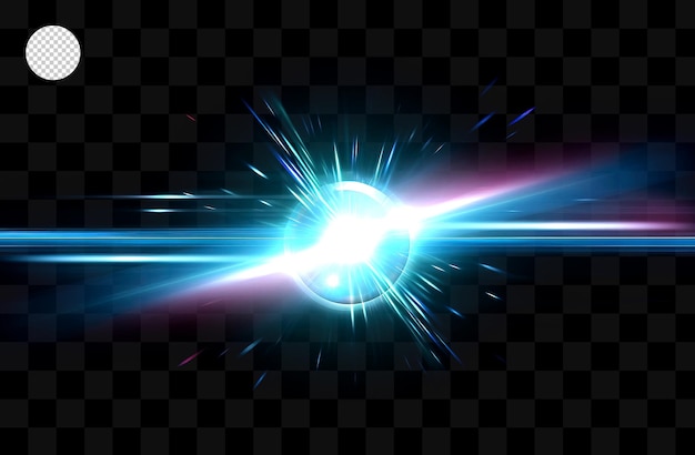 Explosión de luz azul sobre un fondo transparente