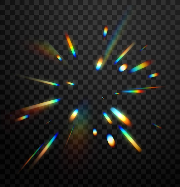 Explosión de luz iridescente con destello de lente