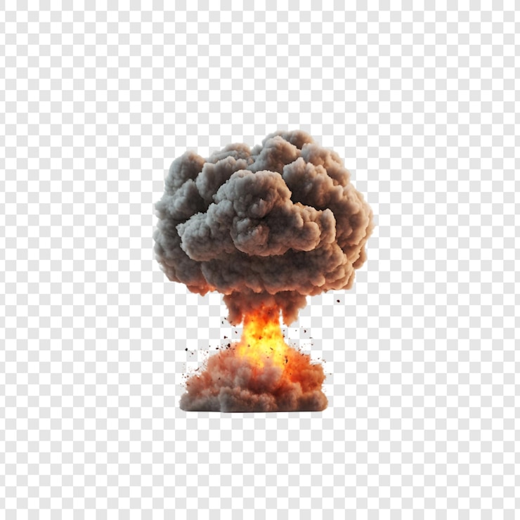 PSD una explosión masiva de humo y fuego
