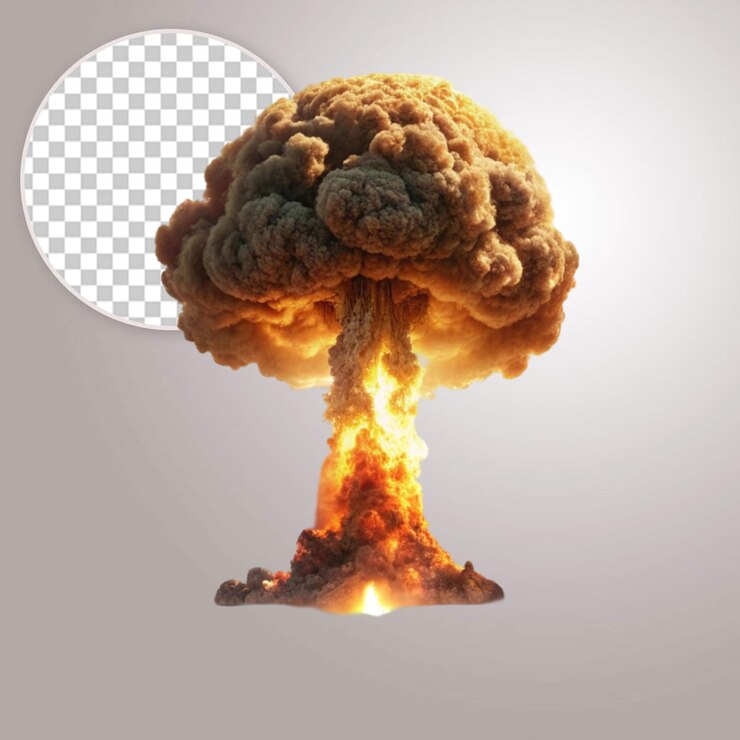PSD explosión nuclear sobre un fondo transparente