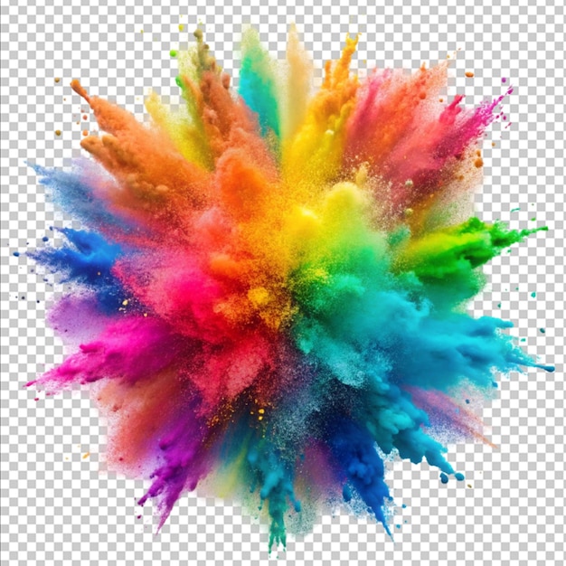 Explosión de polvo de arco iris mixto colorido aislado sobre fondo blanco