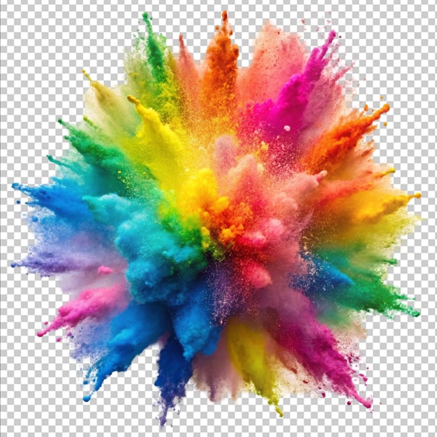 Explosión de polvo de arco iris mixto colorido aislado sobre fondo blanco
