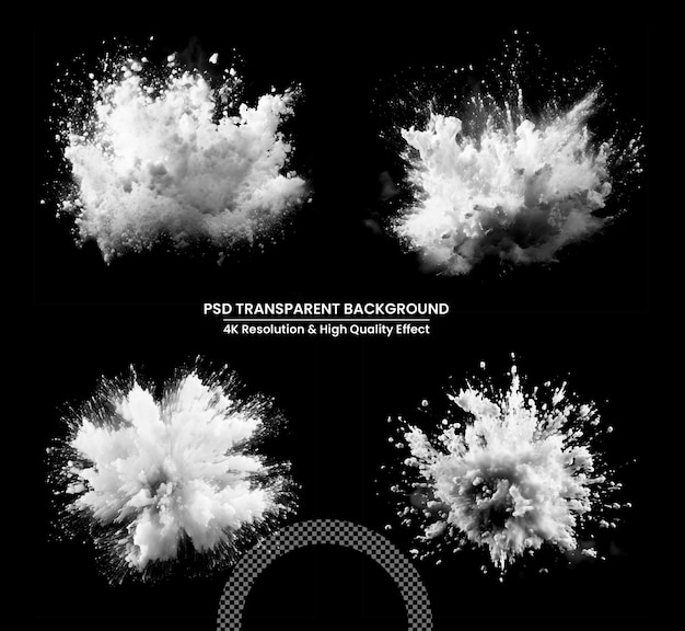 Explosión de polvo blanco sobre un fondo negro