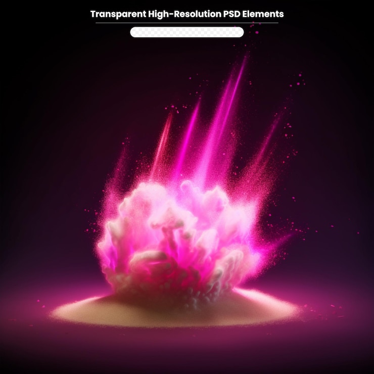 PSD explosión de polvo de color aislado trasfondo transparente