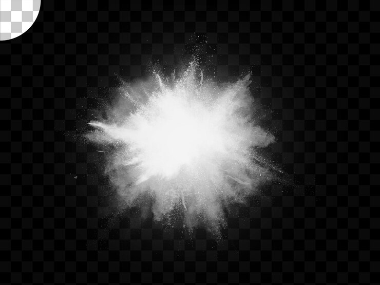 PSD explosión de polvo sobre fondo transparente.