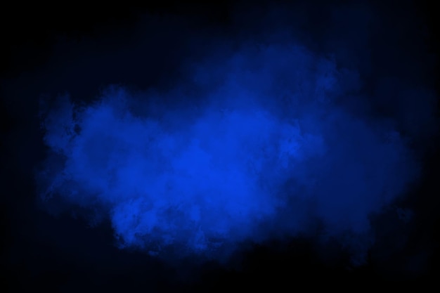 PSD une explosion de poudre bleue sur fond noir un nuage bleu coloré une poussière colorée explose
