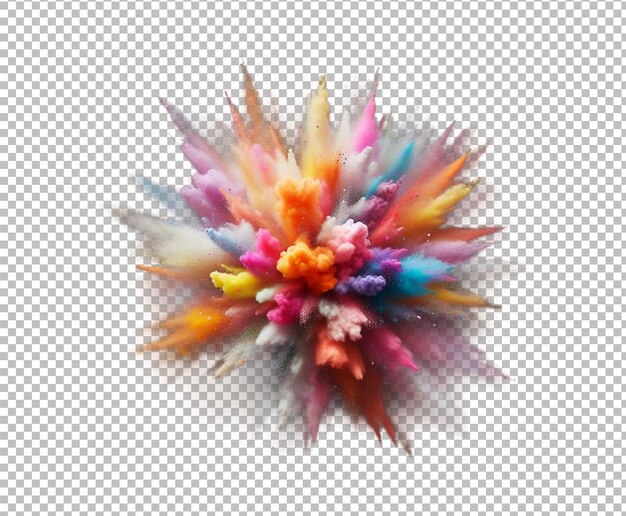 Explosion de poudre colorée sur un fond transparent Poussière abstraite sur le fond Ai génératif