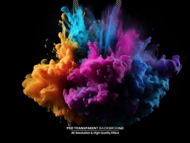 Explosion de poudre colorée isolée sur fond noir abstrait fond coloré
