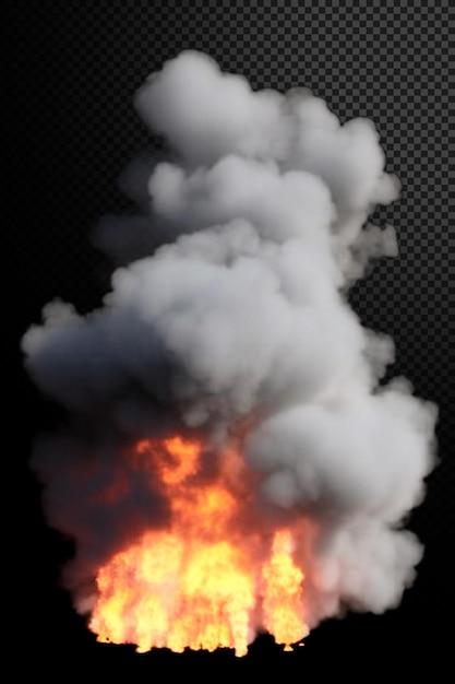 Explosion réaliste de feu et de fumée sur fond transparent