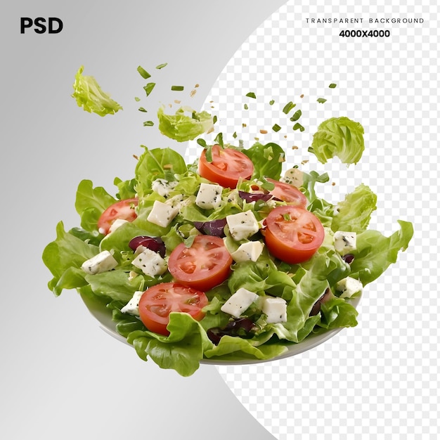 Une explosion de salade à l'arrière-plan transparent
