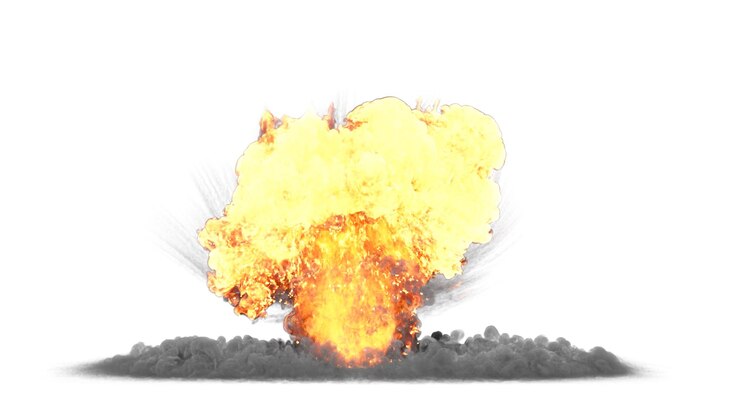 PSD explosión de tierra aislada fondo transparente renderizado 3d