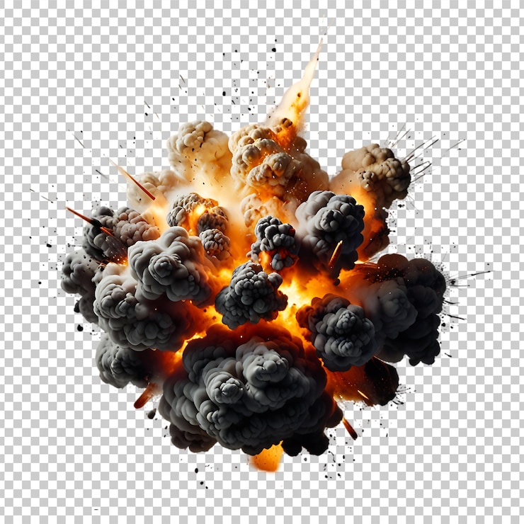 PSD explosiones aisladas sobre un fondo blanco