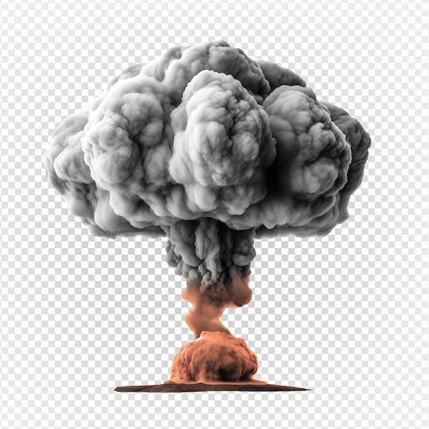 PSD explosiones de átomos nucleares nube de hongo aislada sobre fondo transparente ai generativo