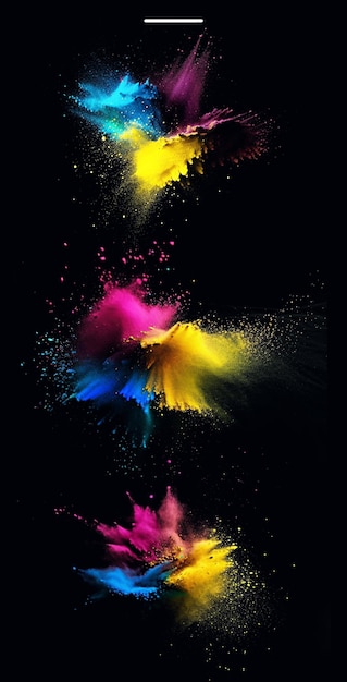 Explosions de poudre colorées et fond transparent psd