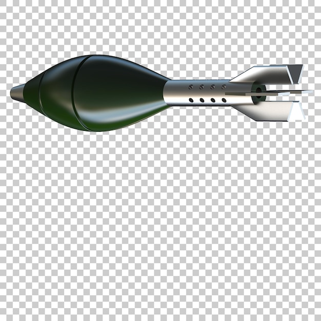 Explosivo de cohete de mortero sobre fondo transparente Ilustración de renderizado 3d