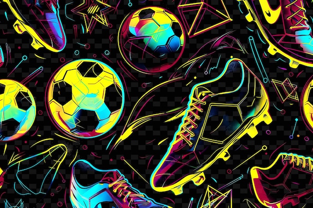 PSD une exposition colorée de chaussures de sport et de ballon de football