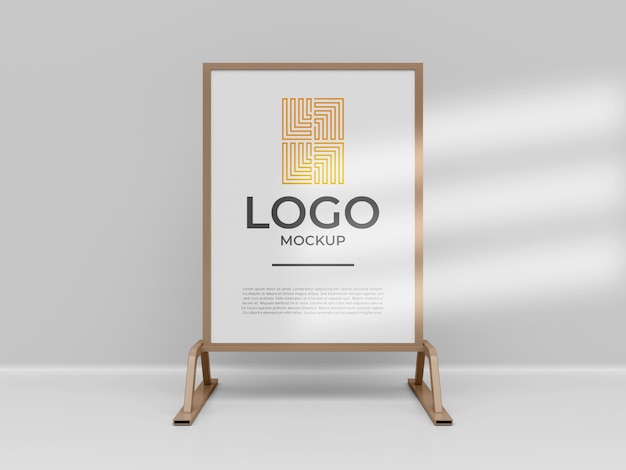 Expositor stand banner logo mockup 3d render