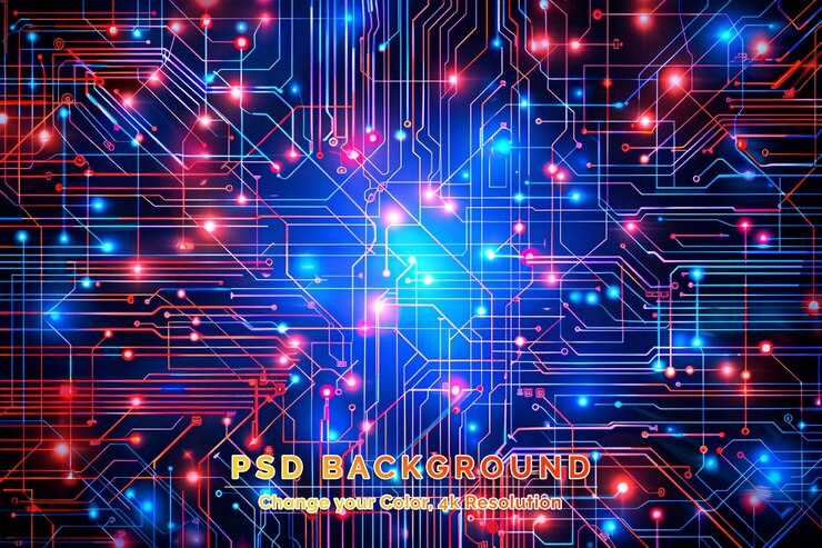 PSD expresión abstracta de conectividad digital con patrones en forma de circuito
