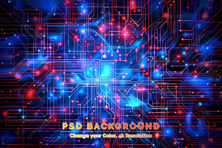 PSD expresión abstracta de conectividad digital con patrones en forma de circuito