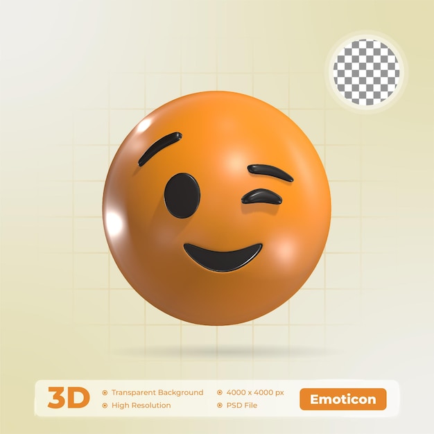 Expresión facial de guiño Icono de emoticon 3D