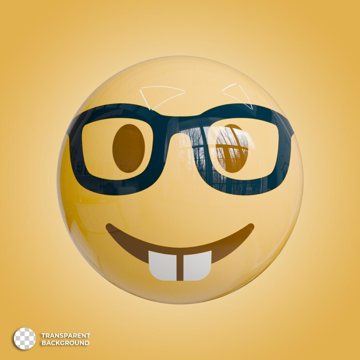 PSD expresión facial nerd de emoji 3d en estilo brillante
