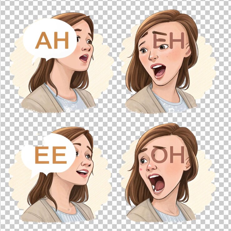 PSD expresiones de la boca semi-realistas hoja de sprite para