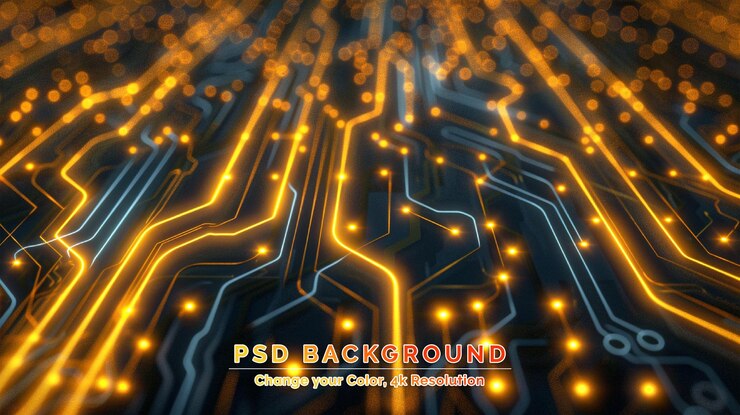PSD expressão abstrata de conectividade digital com padrões semelhantes a circuitos