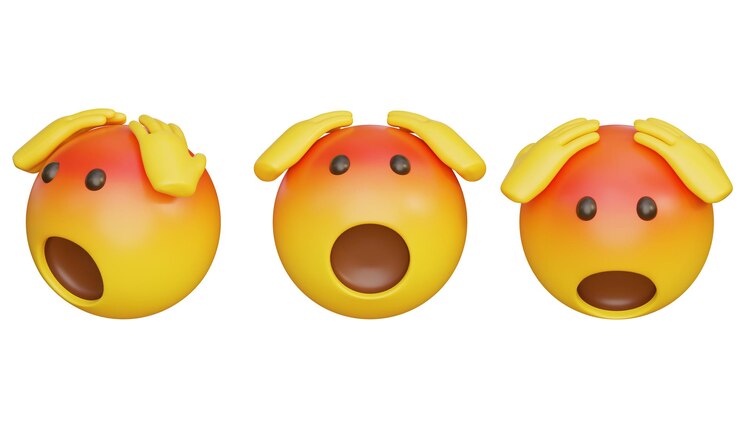 PSD expressão de raiva com a boca aberta e as mãos na cabeça emoji 3d icon