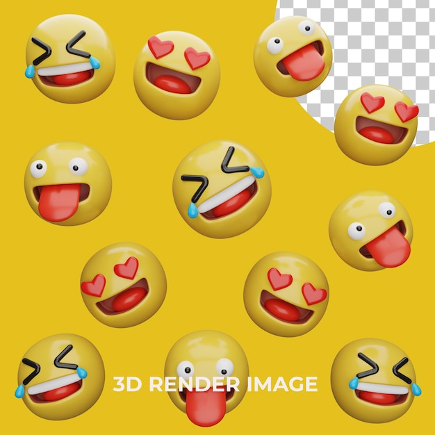 PSD expressions emoji de rendu 3d isolées