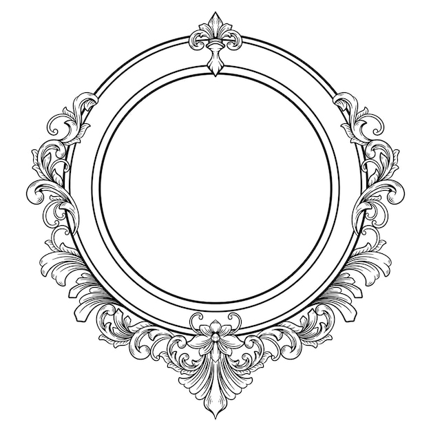 Exquisite Ornate Circular Frame with Scrollwork and Floral Details
