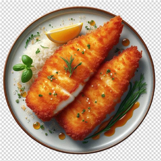 PSD exquisito plato de pescado aislado perfecto