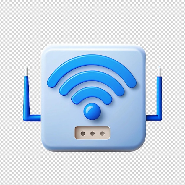 Extensor Wi-Fi azul Símbolo Wi-Fi conectado hogar inteligente aislado en un fondo transparente