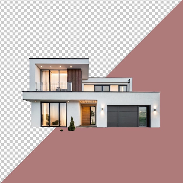 Exterior de casa de luxo moderna com design contemporâneo em fundo transparente