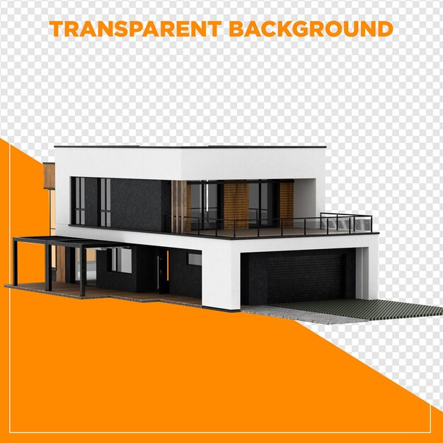 Exterior de maison moderne avec un design contemporain avec un fond transparent