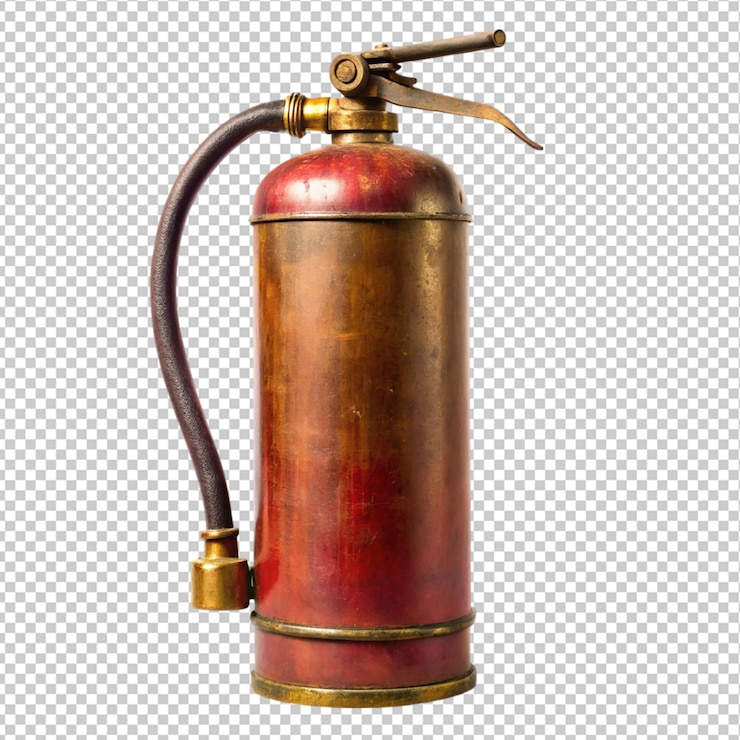 PSD extinguidor de fuego antiguo en fondo transparente