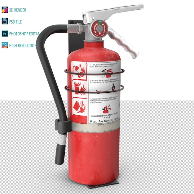 PSD extintor de incendios 3d render psd