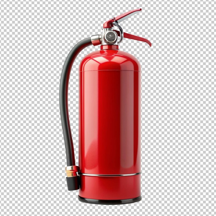 PSD extintor de incendios aislado sobre un fondo transparente