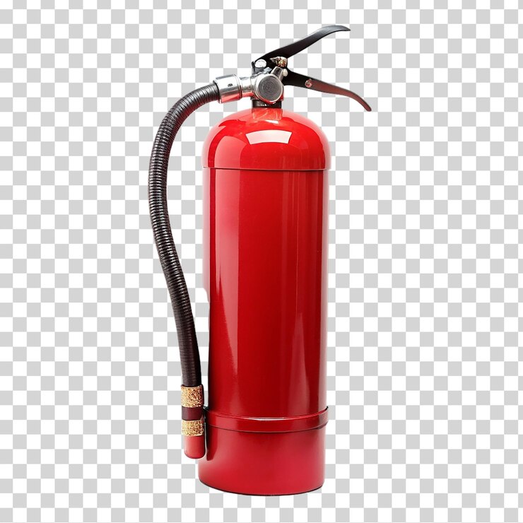 PSD extintor de incendios con p sobre un fondo transparente